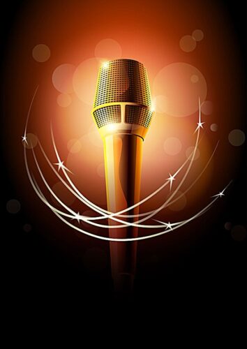 Golden Microphone Microphone Stage Background
